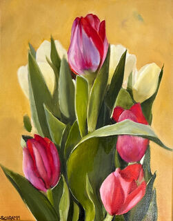 Bild "Tulpen pink-weiß" (2022)