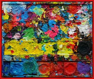 Picture "Arena - colorful, large paint box, abstract art" (2023)