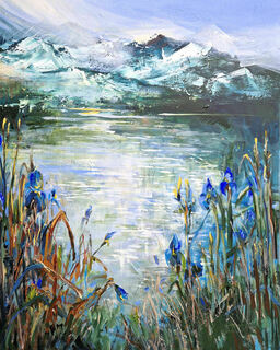 Bild "Blue irises at the lake" (2024)