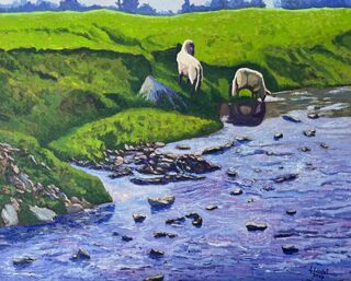 Picture "Sheep at the Wiembecke, Hornoldendorf." (2024)